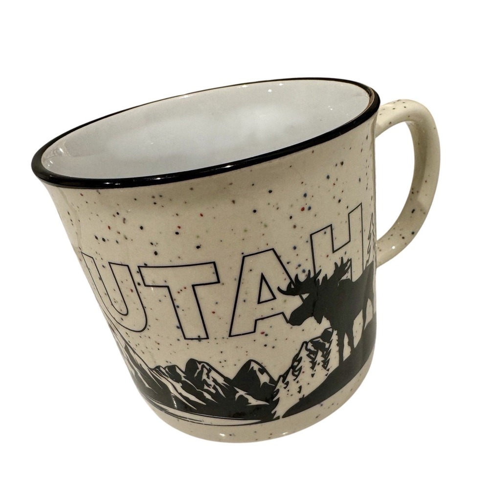 Utah Souvenir Coffee Mug Campfire Speckled Ceramic Delicate Arch Moose Eagle